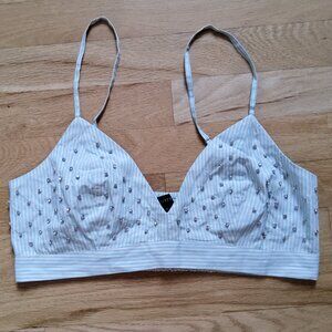 NWOT J. Crew Bralette bra Cropped Beaded Striped Top Size 6. Pit to pit 28"